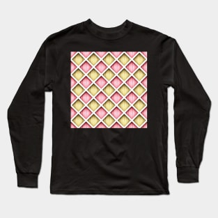 Geometric Pattern, Rhombic Harlequin Motif Long Sleeve T-Shirt